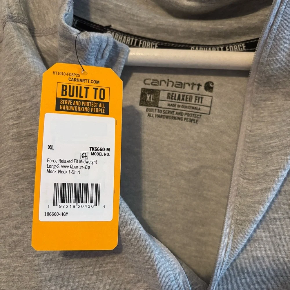 NWT Carhartt Heather Gray Quarter-Zip Mock Neck Pullover - Picture 5 of 5